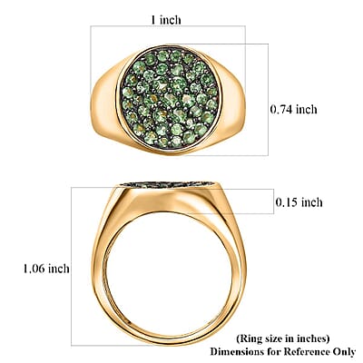 Brazilian Mint Garnet Men's Forest Ring in 18K Vermeil Yellow Gold Over Sterling Silver (Size 9.0) 1.60 ctw