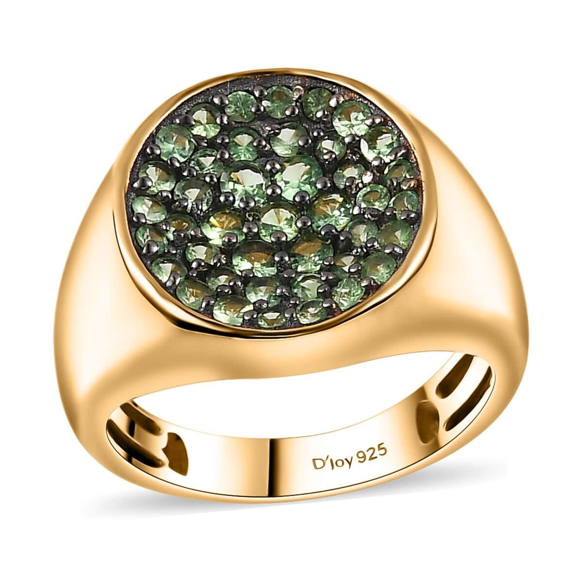 Brazilian Mint Garnet Men's Forest Ring in 18K Vermeil Yellow Gold Over Sterling Silver (Size 11.0) 1.60 ctw image number 0