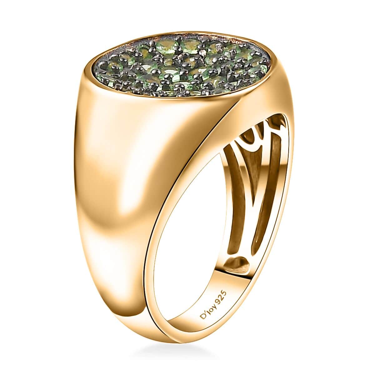 Brazilian Mint Garnet Men's Forest Ring in 18K Vermeil Yellow Gold Over Sterling Silver (Size 11.0) 1.60 ctw image number 3
