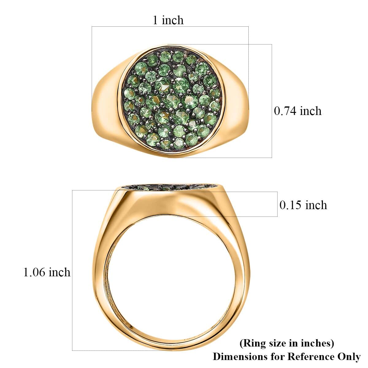 Brazilian Mint Garnet Men's Forest Ring in 18K Vermeil Yellow Gold Over Sterling Silver (Size 11.0) 1.60 ctw image number 5