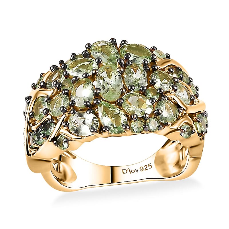 Brazilian Mint Garnet Mangrove Forest Ring in 18K Vermeil Yellow Gold Over Sterling Silver (Size 5.0) 2.85 ctw