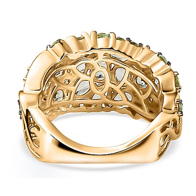 Brazilian Mint Garnet Mangrove Forest Ring in 18K Vermeil Yellow Gold Over Sterling Silver (Size 5.0) 2.85 ctw