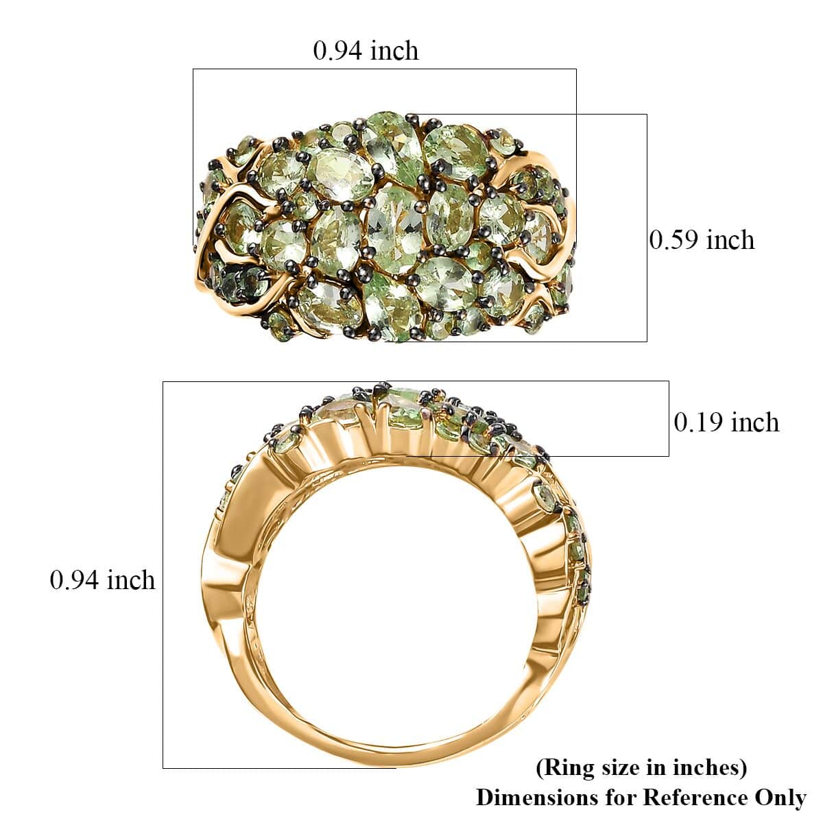 Brazilian Mint Garnet Mangrove Forest Ring in 18K Vermeil Yellow Gold Over Sterling Silver (Size 5.0) 2.85 ctw image number 5