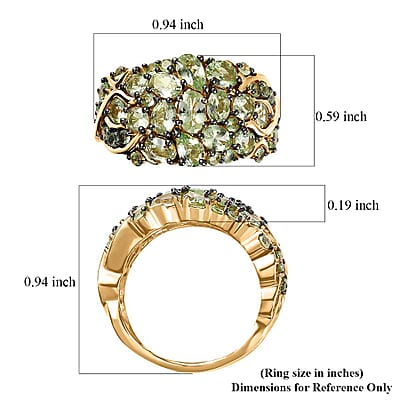 Brazilian Mint Garnet Mangrove Forest Ring in 18K Vermeil Yellow Gold Over Sterling Silver (Size 5.0) 2.85 ctw