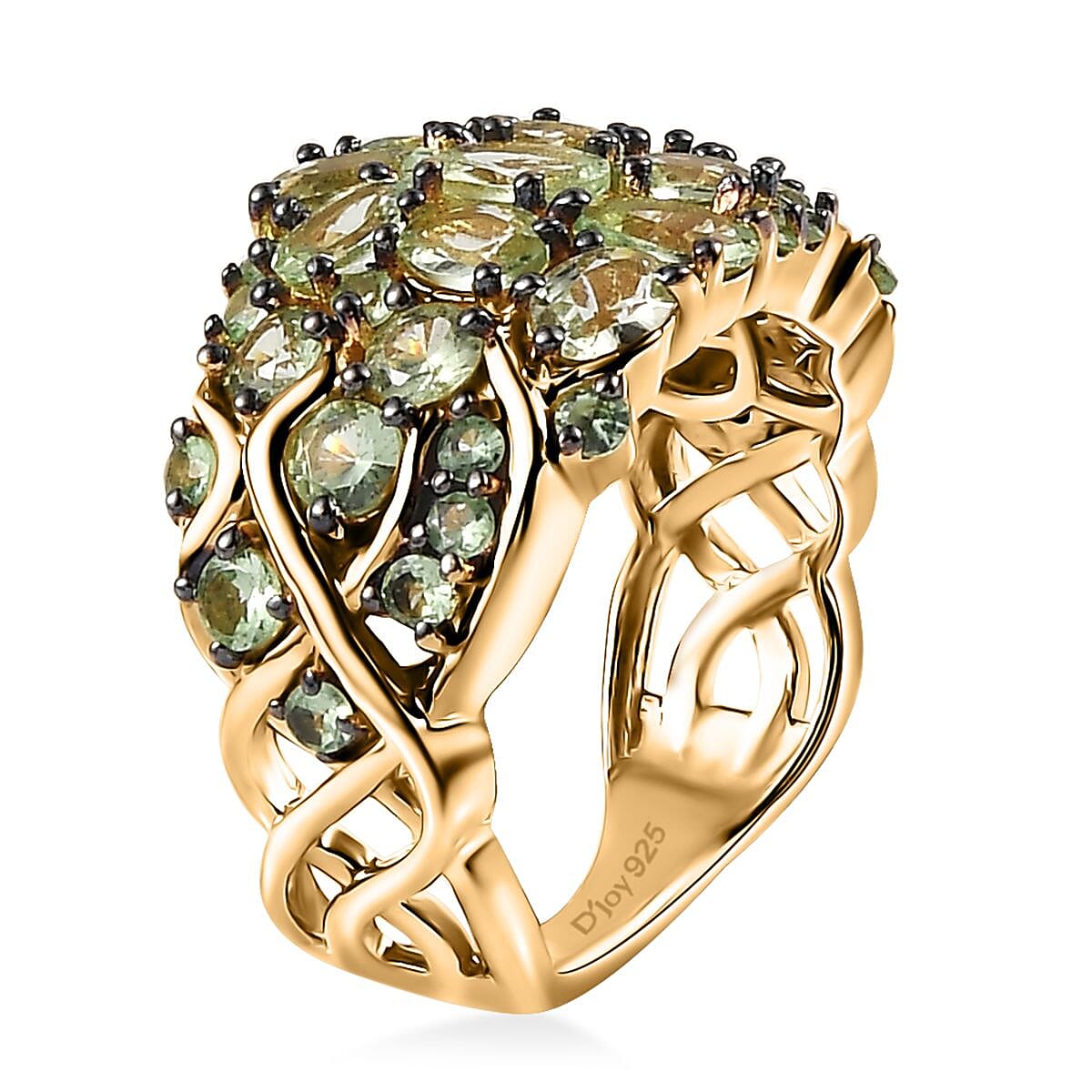 Brazilian Mint Garnet Mangrove Forest Ring in 18K Vermeil Yellow Gold Over Sterling Silver (Size 10.0) 2.85 ctw image number 3