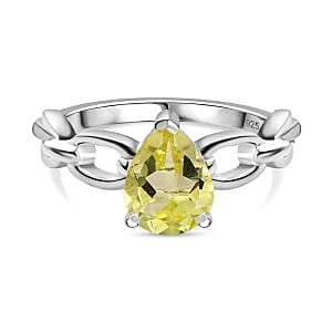 Green Gold Quartz 2.00 ctw Ring in Sterling Silver (Size 10.0)