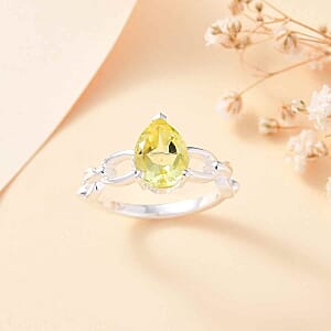 Green Gold Quartz 2.00 ctw Ring in Sterling Silver (Size 10.0)