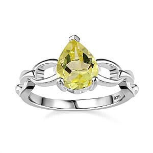Green Gold Quartz 2.00 ctw Ring in Sterling Silver (Size 10.0)