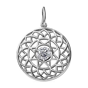 Moissanite 0.58 ctw Pendant in Rhodium Over Sterling Silver