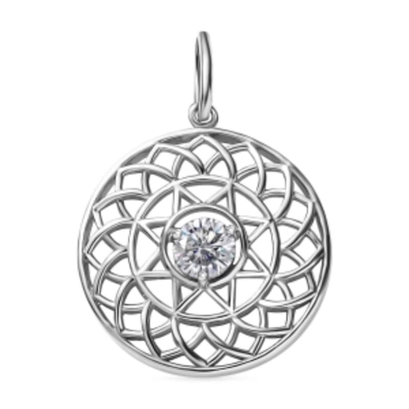 Moissanite 0.58 ctw Pendant in Rhodium Over Sterling Silver