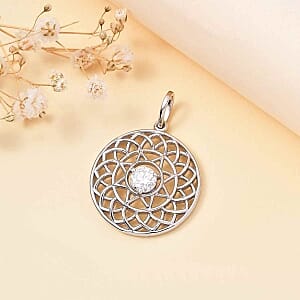 Moissanite 0.58 ctw Pendant in Rhodium Over Sterling Silver