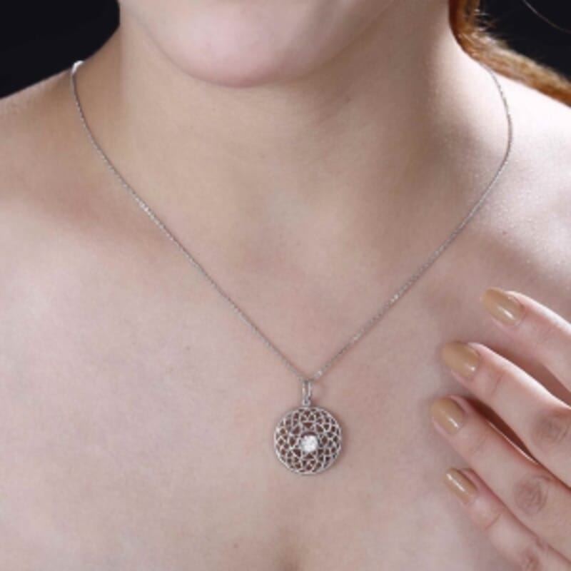 Moissanite 0.58 ctw Pendant in Rhodium Over Sterling Silver