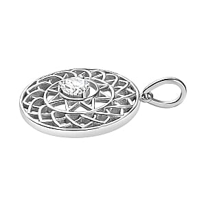 Moissanite 0.58 ctw Pendant in Rhodium Over Sterling Silver