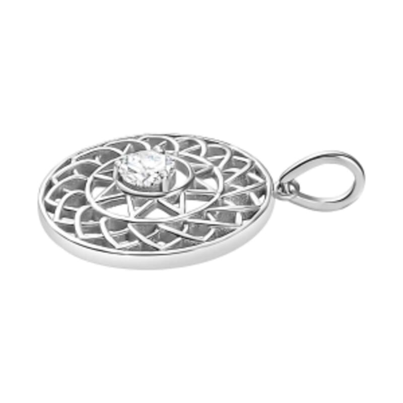 Moissanite 0.58 ctw Pendant in Rhodium Over Sterling Silver