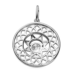 Moissanite 0.58 ctw Pendant in Rhodium Over Sterling Silver