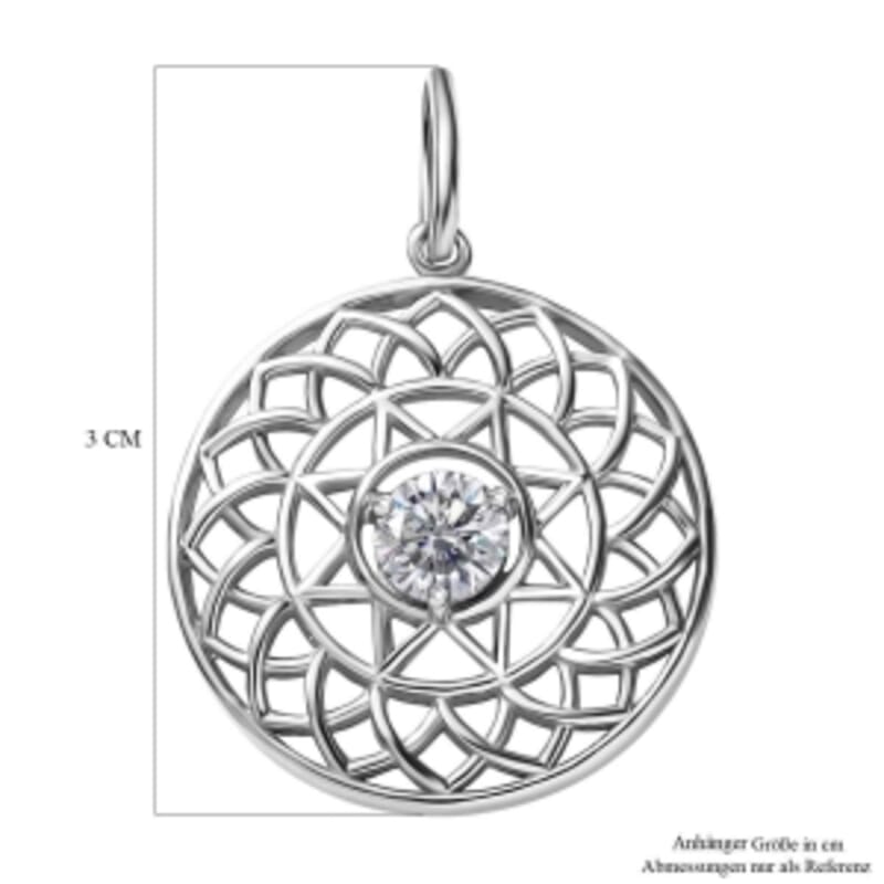 Moissanite 0.58 ctw Pendant in Rhodium Over Sterling Silver