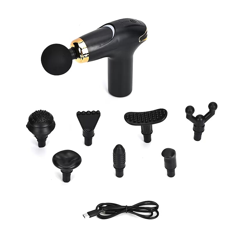 Soulsmart Rechargeable and Portable Massage Gun with 8 Replaceable Head - Black (30w, 7.4v)
