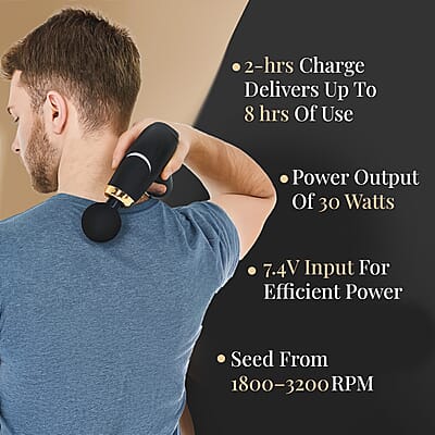 Soulsmart Rechargeable and Portable Massage Gun with 8 Replaceable Head - Black (30w, 7.4v)
