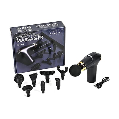 Soulsmart Rechargeable and Portable Massage Gun with 8 Replaceable Head - Black (30w, 7.4v)