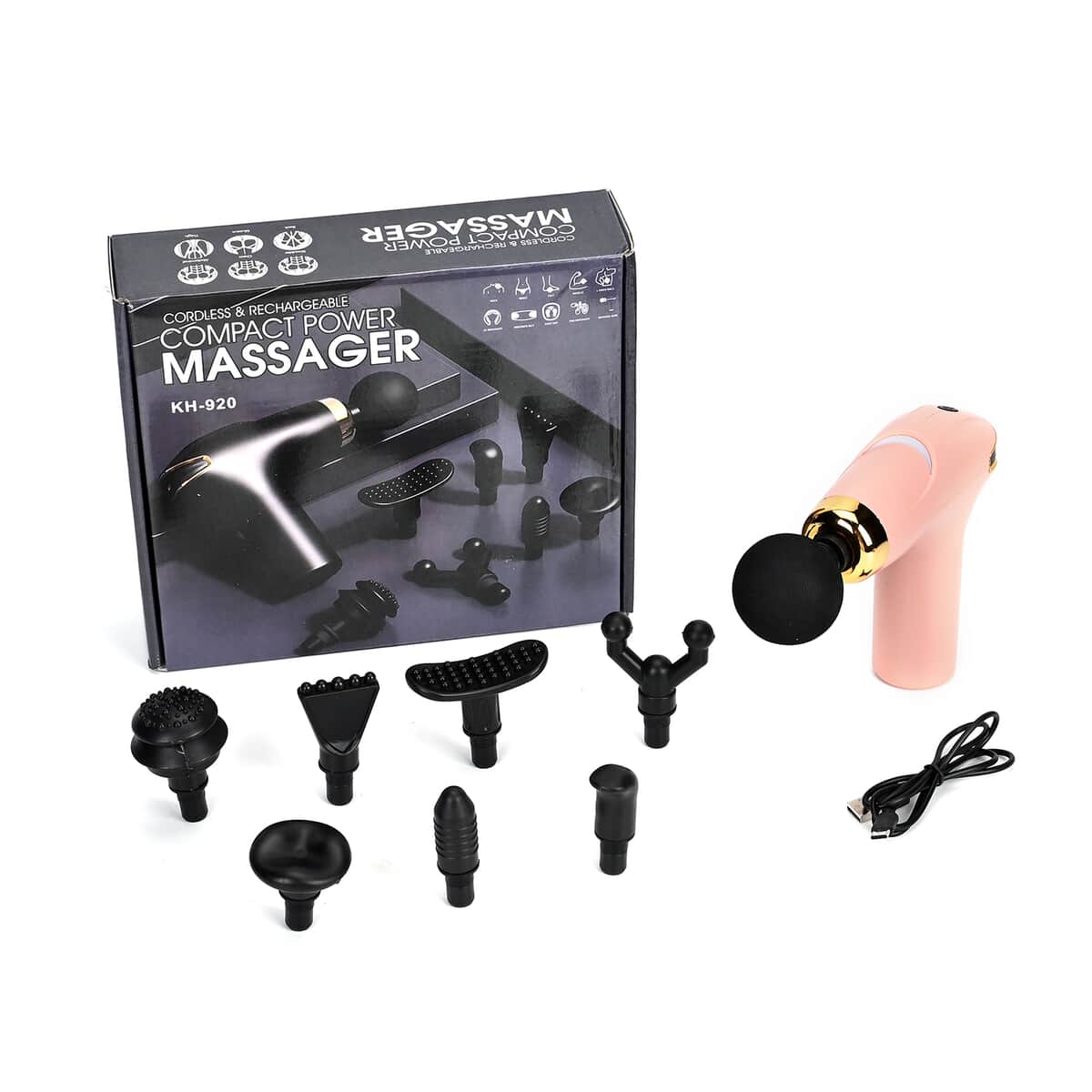 Last in Stock Rechargeable and Portable Massage Gun with 8 Replaceable Head - Pink (30w, 7.4v) image number 9