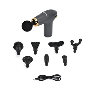 Soulsmart Rechargeable and Portable Massage Gun with 8 Replaceable Head - Gray (30w, 7.4v)