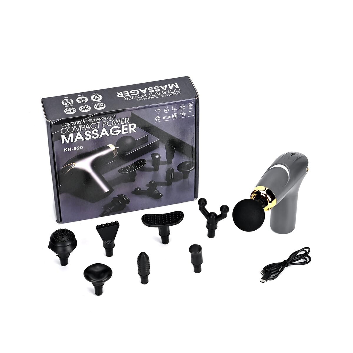 Soulsmart Rechargeable and Portable Massage Gun with 8 Replaceable Head - Gray (30w, 7.4v) image number 9