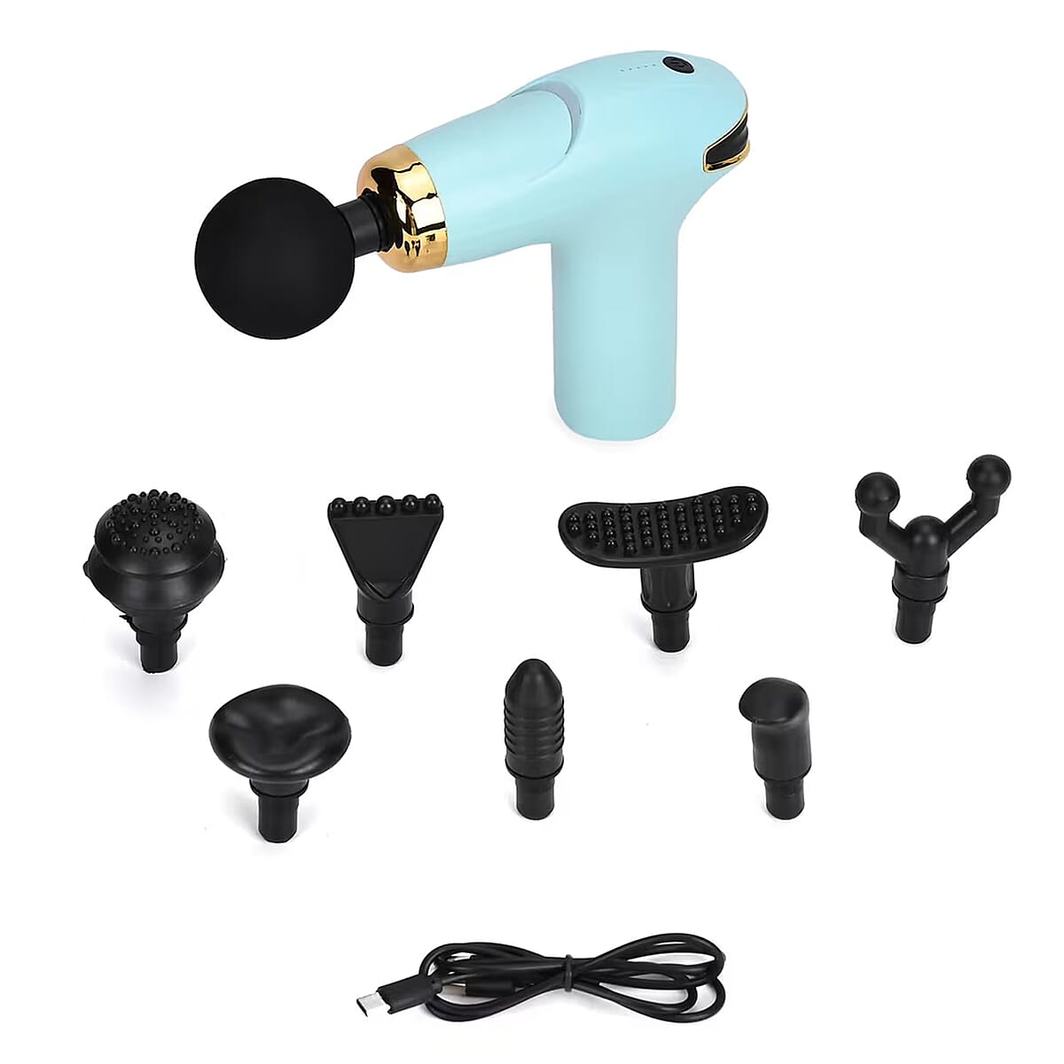 Soulsmart Rechargeable and Portable Massage Gun with 8 Replaceable Head - Sky Blue (30w, 7.4v) image number 0