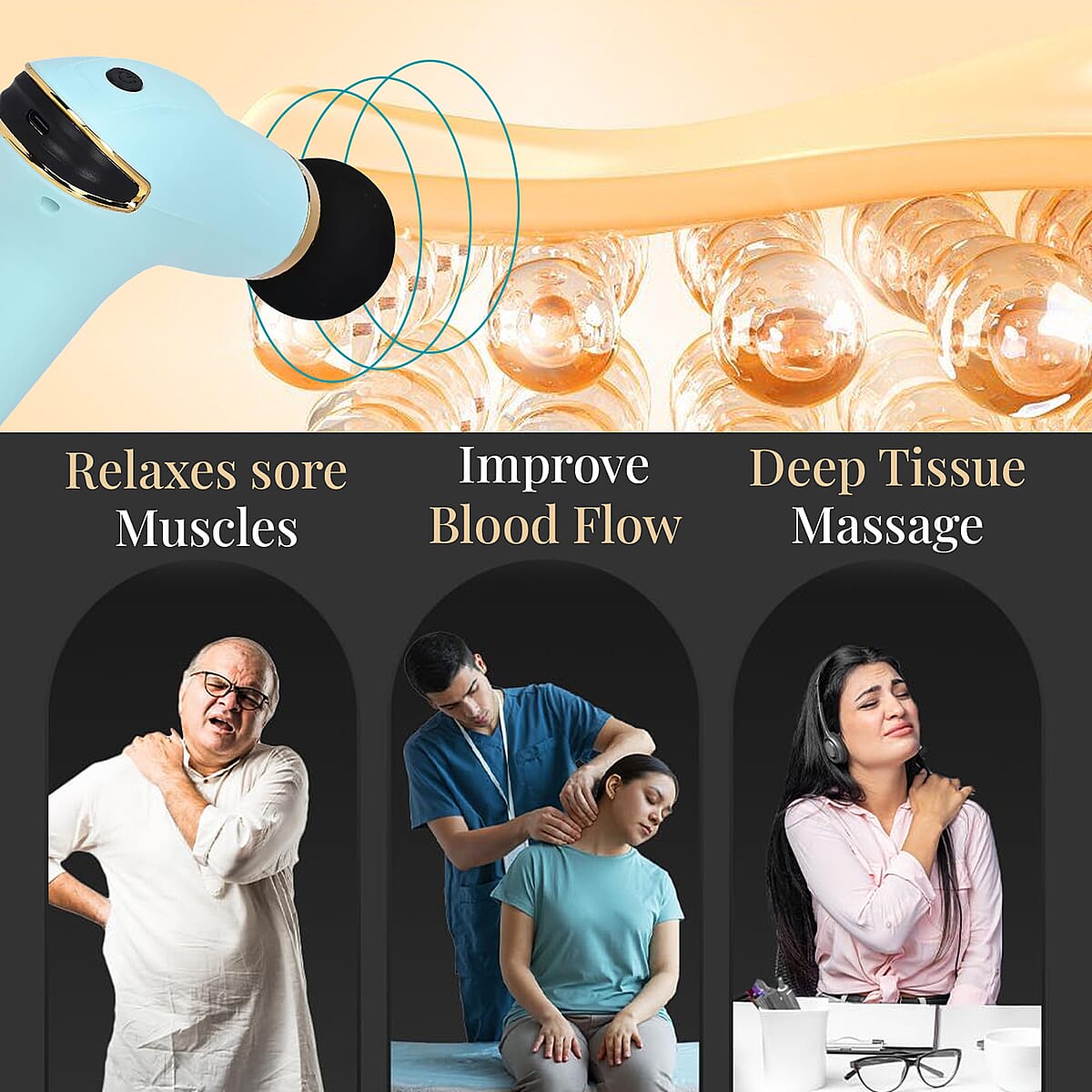 Soulsmart Rechargeable and Portable Massage Gun with 8 Replaceable Head - Sky Blue (30w, 7.4v) image number 3