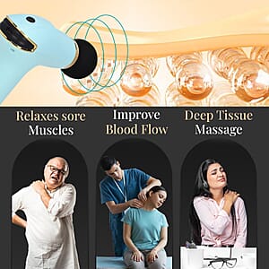 Soulsmart Rechargeable and Portable Massage Gun with 8 Replaceable Head - Sky Blue (30w, 7.4v)