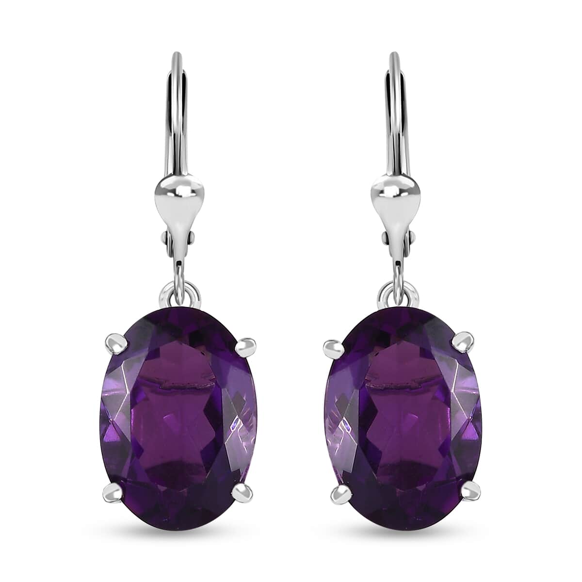 African Amethyst 10.80 ctw Lever Back Earrings in Rhodium Over Sterling Silver image number 0