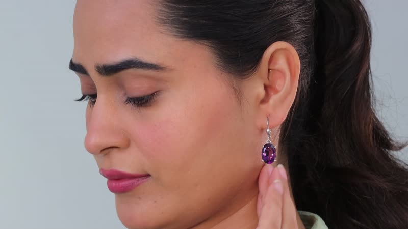African Amethyst 10.80 ctw Lever Back Earrings in Rhodium Over Sterling Silver
