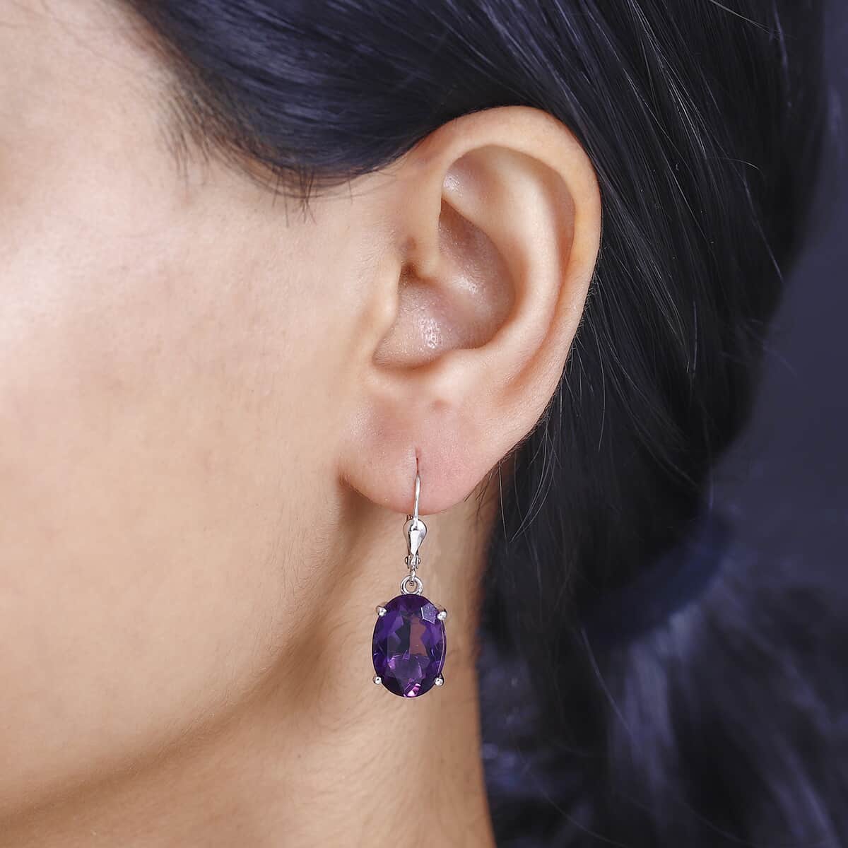 African Amethyst 10.80 ctw Lever Back Earrings in Rhodium Over Sterling Silver image number 2