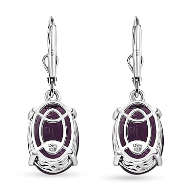 African Amethyst 10.80 ctw Lever Back Earrings in Rhodium Over Sterling Silver 