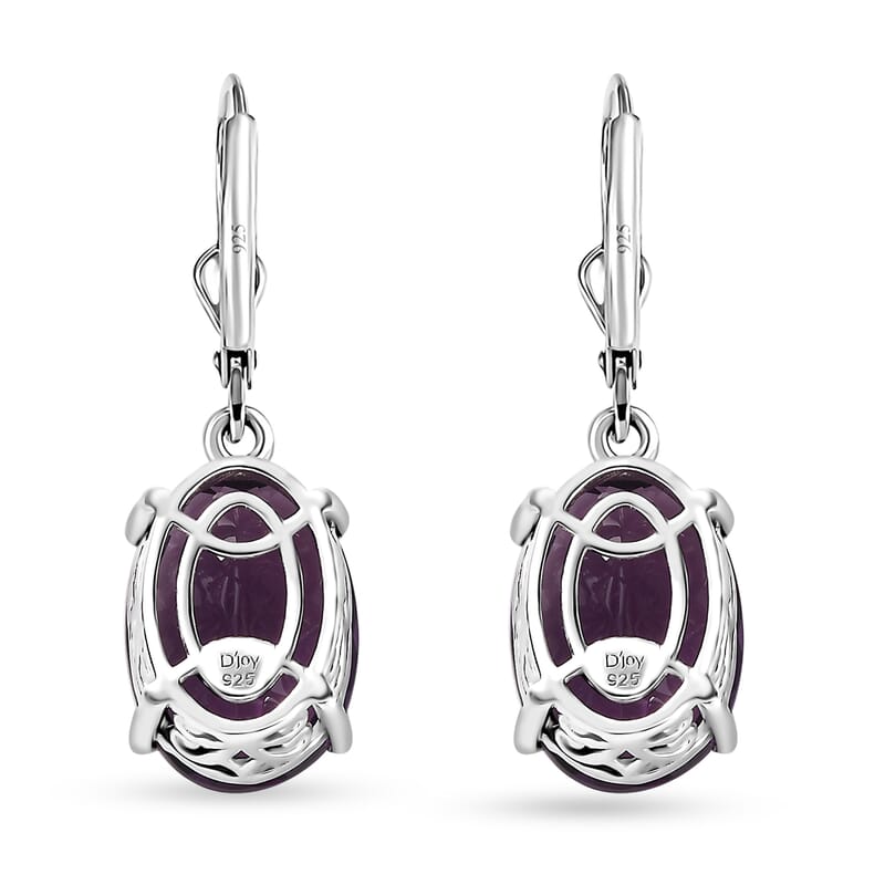 African Amethyst 10.80 ctw Lever Back Earrings in Rhodium Over Sterling Silver 