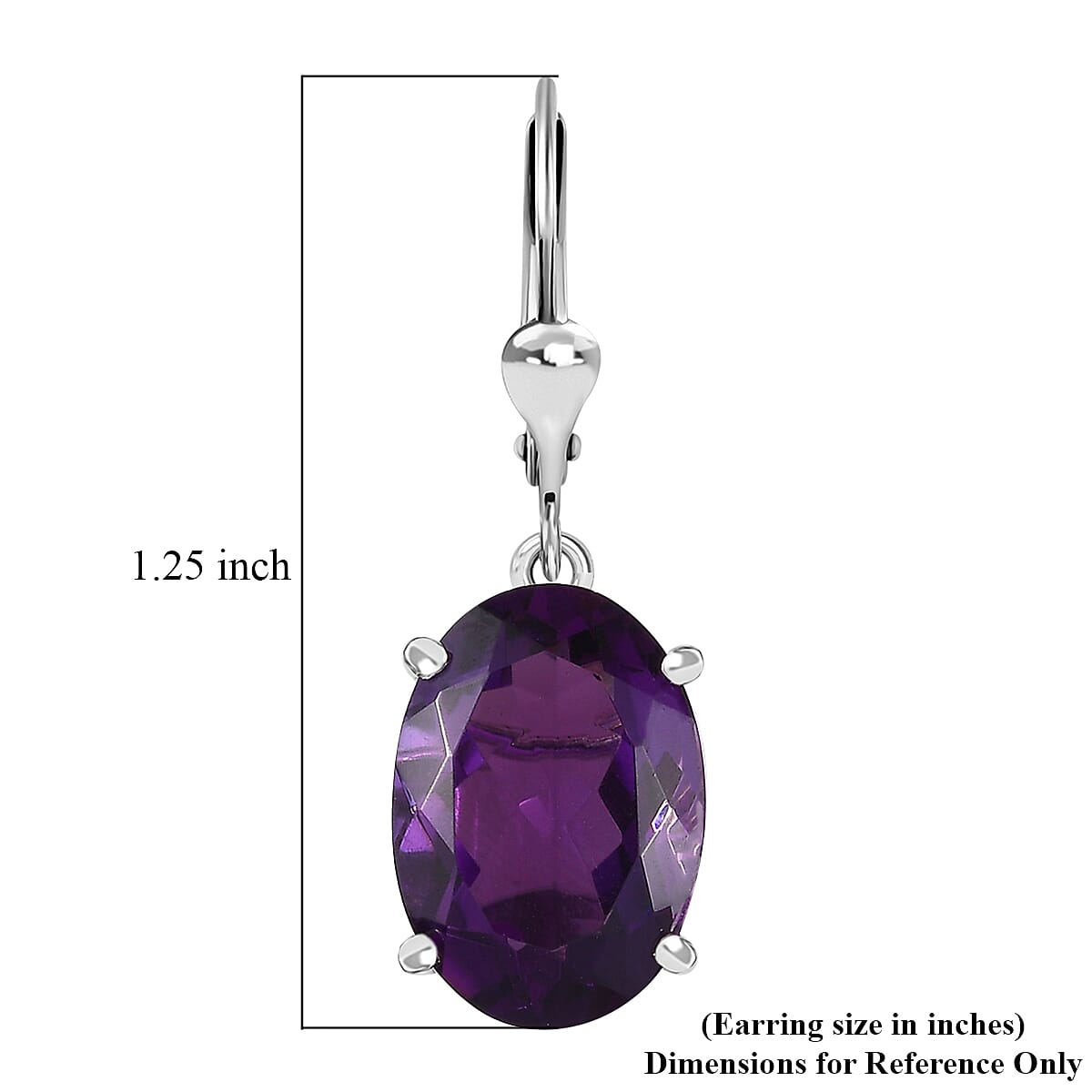 African Amethyst 10.80 ctw Lever Back Earrings in Rhodium Over Sterling Silver 