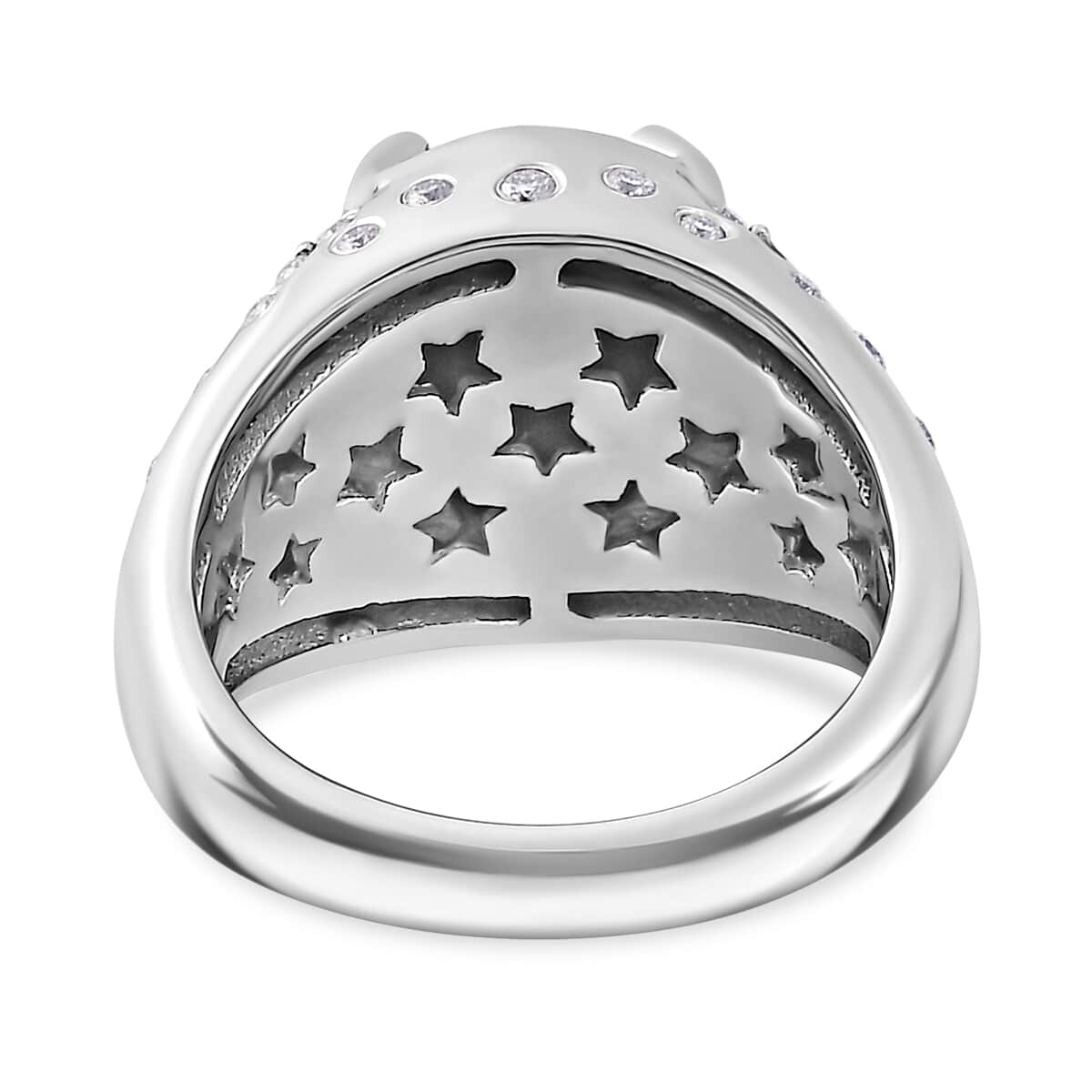 Indian Star Ruby and Moissanite Starry Night Ring in Rhodium Over Sterling Silver (Size 6.0) 9.10 ctw image number 4