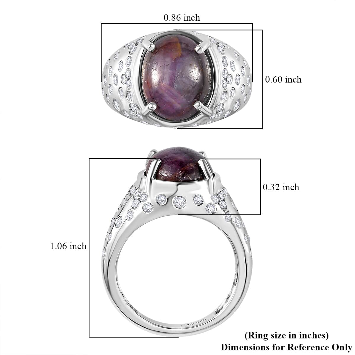 Indian Star Ruby and Moissanite Starry Night Ring in Rhodium Over Sterling Silver (Size 6.0) 9.10 ctw image number 5