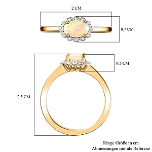 Ethiopian Welo Opal and White Diamond 0.33 ctw Ring in 14K YG Over Sterling Silver (Size 10)