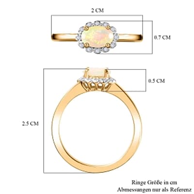 Ethiopian Welo Opal and White Diamond 0.33 ctw Ring in 14K YG Over Sterling Silver (Size 10)