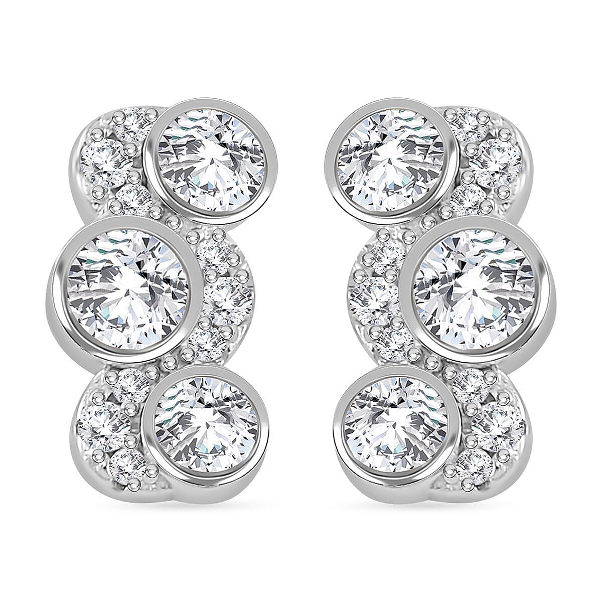 Moissanite 0.75 ctw Earrings in Rhodium Over Sterling Silver