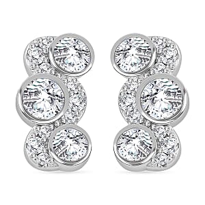 Moissanite 0.75 ctw Earrings in Rhodium Over Sterling Silver