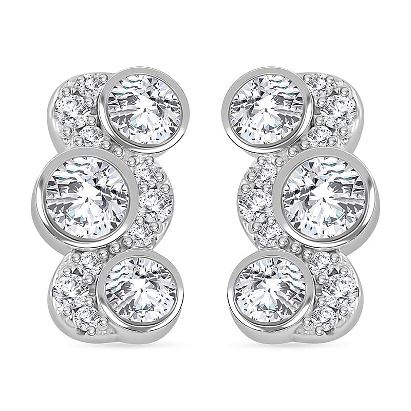 Moissanite 0.75 ctw Earrings in Rhodium Over Sterling Silver