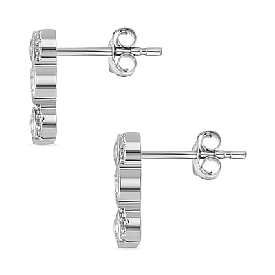 Moissanite 0.75 ctw Earrings in Rhodium Over Sterling Silver