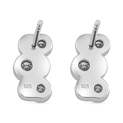 Moissanite 0.75 ctw Earrings in Rhodium Over Sterling Silver
