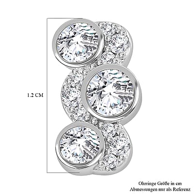 Moissanite 0.75 ctw Earrings in Rhodium Over Sterling Silver