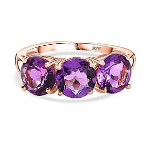 Rose De France Amethyst 3.96 ctw Ring in 14K RG Over Sterling Silver (Size 10)
