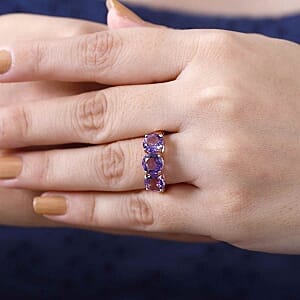 Rose De France Amethyst 3.96 ctw Ring in 14K RG Over Sterling Silver (Size 10)