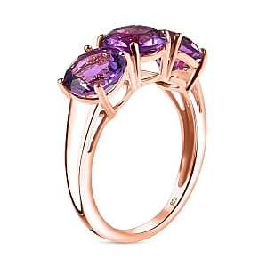 Rose De France Amethyst 3.96 ctw Ring in 14K RG Over Sterling Silver (Size 10)
