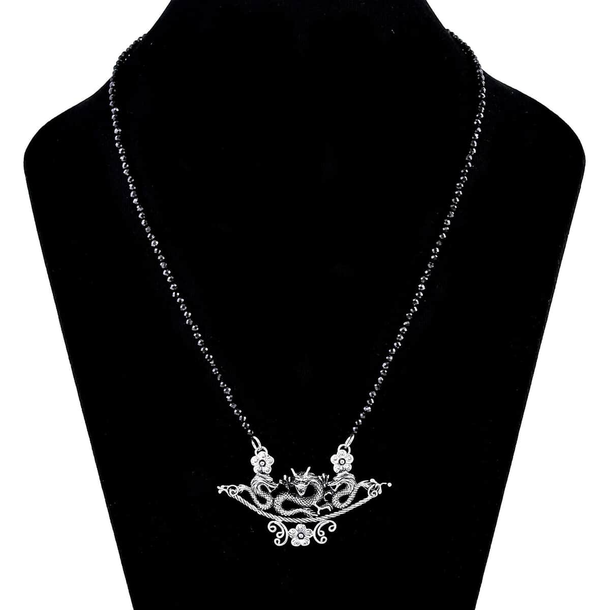 Bali Legacy Thai Black Spinel Beaded Dragon Necklace 20-22 Inches in Sterling Silver 32.50 ctw image number 2