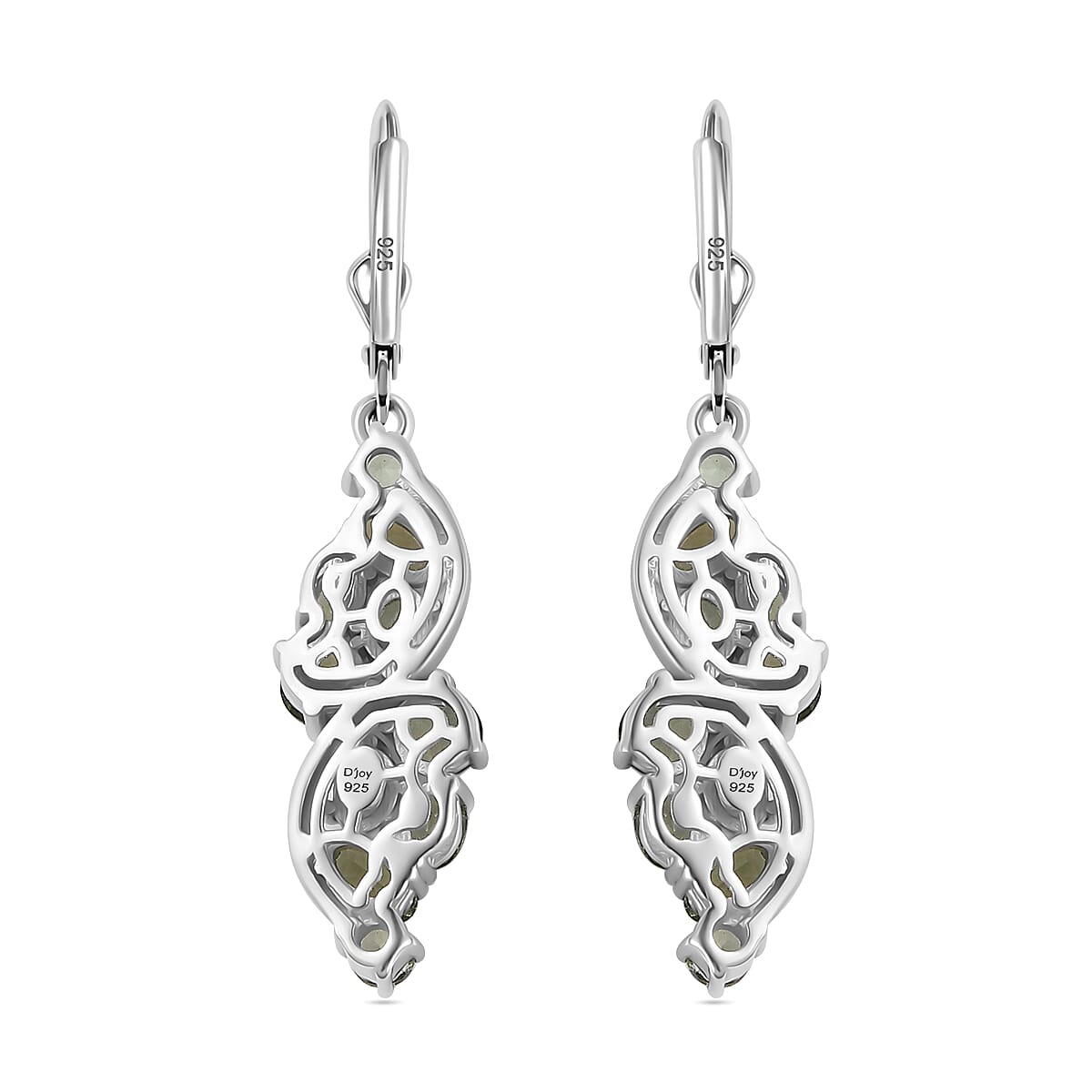 Premium Andranomaro Green Apatite Liana Vines Earrings in Rhodium Over Sterling Silver 4.35 ctw